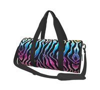 Colorful Rainbow Zebra Print Round Duffel Bag, Canvas Overnight Travel Tote Bag, Waterproof and Tear-Resistant.Foldable Weekend Travel Bag