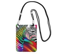 Colorful Rainbow Zebra Print Small Crossbody Bags For Women Trendy, Phone Purse With Adjustable Strap,For Hiking Travel, Black, One Size
