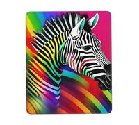 Colorful Rainbow Zebra Print Small Desk Pad,Rubber Base with Precision Stitched Edges,Perfect for Office,Gaming