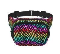Colorful Rainbow Zebra Print Stylish and Practical Waist Bag,Adjustable,Perfect for Travel,and Outdoor Activities