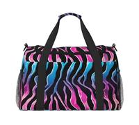 Colorful Rainbow Zebra Print Weekender Bag,Gym Bag with,Carry On Luggage Overnight Weekend Bag, Holdall Handbag & Shoulder Bag for Travel Fitness