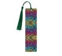 Colorful Rainbow Zebra -Print Wooden Bookmarks with Tassel for Readers and Book Lovers - Artistic Handmade Gifts for Teachers Colleagues Office Desk Decor.