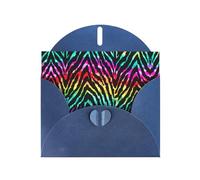 Colorful Rainbow Zebra Printing Blank Pearl Paper Greeting Card,Unique Notecards Designs, Envelopes For Thank You, Invitations