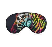 Colorful Rainbow Zebra Sleep Mask for Women Men Side Sleeper Eye Cover with Adjustable Strap Soft Breathable Blackout Mask Slip-Free Deep Sleeping Travel Essentials