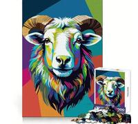 Colorful Ram Portrait Pop Art Style 1000 Piece Jigsaw Puzzles for Adults Jigsaw Sharp Logic, DIY Fun, Family Pastime, Table Accent (50x75cm)