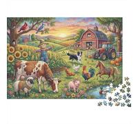 Colorful Ranch Paradise 500 Piece Wooden Jigsaw Puzzle,Stress Relief,Impossible Challenge,Gift Idea,Home Wall Decor,Wood,Educational Toy,Adults & Kids 14+ (52x38cm)
