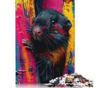 Colorful Rat Portrait Puzzles 1000 Piece Puzzle Adult Jigsaw Puzzle Jigsaw Puzzles for Adults Educational Game Challenge Toy 1000pcs (75x50cm)