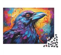 Colorful Raven Portrait Colourful Graffiti Crow Art 1000 Pcs Jigsaws for Adults The Impossible Challenge Brain Development 38x26cm/1000pcs