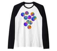 Colorful Red Blue Purple Green Bubbles Balloons Shapes Mania Raglan Baseball Tee