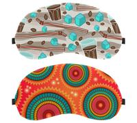 Colorful Red Green Circle Texture Mosaic 2-Pack Light-Blocking, Soft, Breathable Sleeping Masks Blindfold Sleep Masks