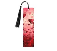Colorful Red Hearts Bookmark Romantic Wooden Bookmark with Tassel Book Mark for Women Men Reading Page Markers Gifts for Book Lovers