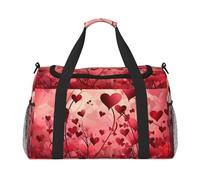 Colorful Red Hearts Travel Duffle Bag Romantic Gym Overnight Weekender Bag for Men Women Lightweight Carry On Luggage for Workout Holiday