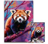 Colorful Red Panda Drawing1000 Piece Jigsaw Puzzles for Adults Challenging Puzzles Ideal for Lover Perfect Christmas New Year Valentine's Gift 1000 PCS(75x50cm)