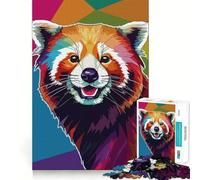 Colorful Red Panda Pop Art Portrait Jigsaw Puzzles for Adults 1000 Piece Logic Fun, Smooth Thick, Playful Challenge, Xmas Santa Gift (38x52cm)