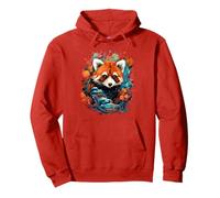 Colorful Red Panda Pullover Hoodie