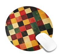 Colorful Red Yellow Green Square Pattern Gaming Mouse Pad Stitched Edge Non-Slip Rubber Washable Mouse Pad for Home Office Laptop Round 8x8 inch