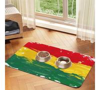 Colorful Reggae Colors Green Rasta Jamaica Flag Jamaican,Waterproof Pet Feeding Mat,Cat Dog Placemats for Food and Water, PU Leather Food Mats,40x60cm