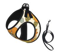 Colorful Retro 70s Flower,Pet Harness,Adjustable Reflective Dog Harness,Pet Leash Vest,M