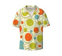 Colorful Retro Abstract Print Men's Short-Sleeved,Button-Down Summer Beach Casual Shirt,Casual Loose Shirt,Dress Shirts Black
