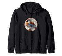 Colorful Retro American Kestrel Bird Design Zip Hoodie