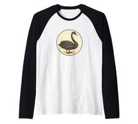 Colorful Retro Black Swan Bird Design Raglan Baseball Tee