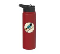 Colorful Retro Blue Bird-of-Paradise Bird Design Stainless Steel Insulated Water Bottle