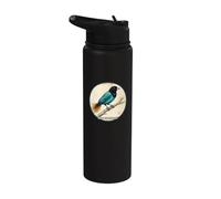 Colorful Retro Blue Bird-of-Paradise Bird Design Stainless Steel Insulated Water Bottle