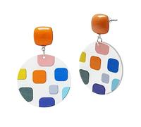 colorful retro ear studs earrings 70s style iridescent holographic