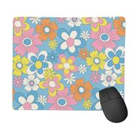 Colorful Retro Flowers Mouse Pad,Cute Floral Square Waterproof Mouse Mat,Non-Slip Rubber Base Durable Stitched Edges Computer Mousepad for Gaming Home Office Wireless Mouse 11.8" x 9.8"