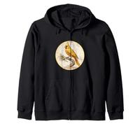 Colorful Retro Golden Cardinal Bird Design Zip Hoodie