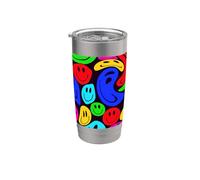 Colorful Retro Happy Face Melted Abstract Graphic Stainless Steel Insulated Tumbler