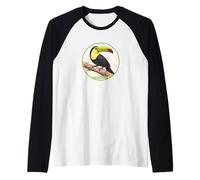 Colorful Retro Keel-Billed Toucan Bird Design Raglan Baseball Tee