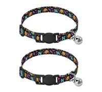 Colorful Retro Letter Candy Black Easy to Wear Kitten Collar 2 Pack Collar for Puppy