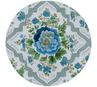 Colorful Retro Round Rug 100cm, for Entryway Washable Non Slip Circle Doormat, Indoor Elegant Beautiful Flowers Printed flannel Door Mat Floor Carpet for Backdoor Bedroom