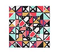 Colorful Retro Seamless Pattern Geometric Shapes Dinner Cloth Napkin, Set of 4 Oversized Reusable Table Napkins, Washable Premium Fabric with Hemmed Edges for Wedding Parties