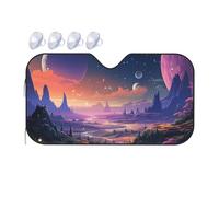 Colorful Retro Space Theme Car Windshield Sun Shade Foldable Car Sun Shade Front Windshield Sunshade Windshield Cover Reflective Sun Visor Keep Your Vehicle Cool for Most Sedans SUV Truck