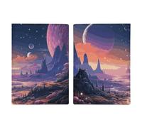 Colorful Retro Space Theme Passport Holder, ID Card Protector Case Passport Holder with Slot Passports Travel Wallet Document Cover for Women And Men