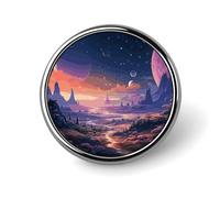 Colorful Retro Space Theme Round Badge Cute Brooch Hats Jackets Decor Personalized Lapel Pin Clothing Jewelry Accessories for Wedding Party Gift