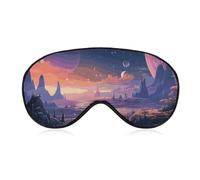 Colorful Retro Space Theme Sleep Mask for Women Men Side Sleeper Eye Cover with Adjustable Strap Soft Breathable Blackout Mask Slip-Free Deep Sleeping Travel Essentials