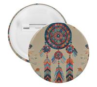 Colorful Retro Tribe Dream Catcher Badge Metal Round Pins, Lightweight Brooch for Backpack, Fashion Button Pins Badge for Shirts, Jackets, Shawl Coat, Unisex, 5PCS, Tinplate, metal round pins