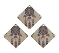 Colorful Retro Tribe Dream Catcher Car Air Freshener, 3 Pcs Rhombus Hanging Air Freshener Cards, Long Lasting Fragrance Scented Cards for Car, Home, Office White-style