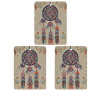 Colorful Retro Tribe Dream Catcher Car Air Freshener, 3 Pcs Square Hanging Air Freshener Cards, Long Lasting Fragrance Scented Cards for Car, Home, Office White-style