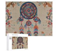 Colorful Retro Tribe Dream Catcher Puzzle for Adults Wooden Jigsaw Puzzle for Mother's Day Premium Puzzle with Unique Art Design Challenging Brain Teaser Birthday Gift for All Ages 500 PCS