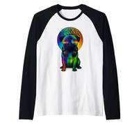 Colorful Retro Vintage Pug Dog Disco Lights Music Vibes Raglan Baseball Tee