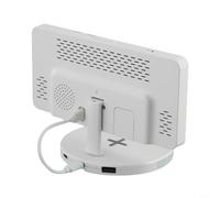 Colorful RGB Mirror Alarm Clock with Wireless Charging, 15W Fast Charging Desktop Electronic Clock for Bedroom, Office, Compatible with iPhone Samsung - White