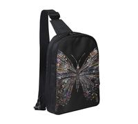 Colorful Rhinestone Butterfly Printed Chest Bag Sling Bag for Men Women, Waterproof Crossbody Backpack Men Bag for Runner Workout Hiking Cycling Travel