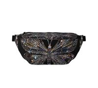 Colorful Rhinestone Butterfly Printed Fanny Pack Waist Bag for Men Women, Adjustable Bumbags Hip Bum Bag Travel Crossbody Bags Sports Running Hiking Belt Bag