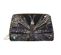 Colorful Rhinestone Butterfly Printed Makeup Bag for Women Portable Leather Make up Bag Travel Zipper Cosmetic Bags Organizer