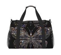 Colorful Rhinestone Butterfly Printed Travel Duffle Bag for Men Women Large Sport Gym Bag Handbag with Shoulder Strap for Travel Weekend Fishing Hunting