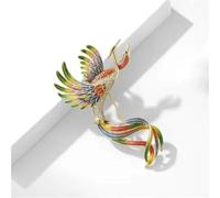 Colorful Rhinestone Phoenix Brooches For Women Men Clothing Accessories Enamel Animal Legend Bird(Color4)